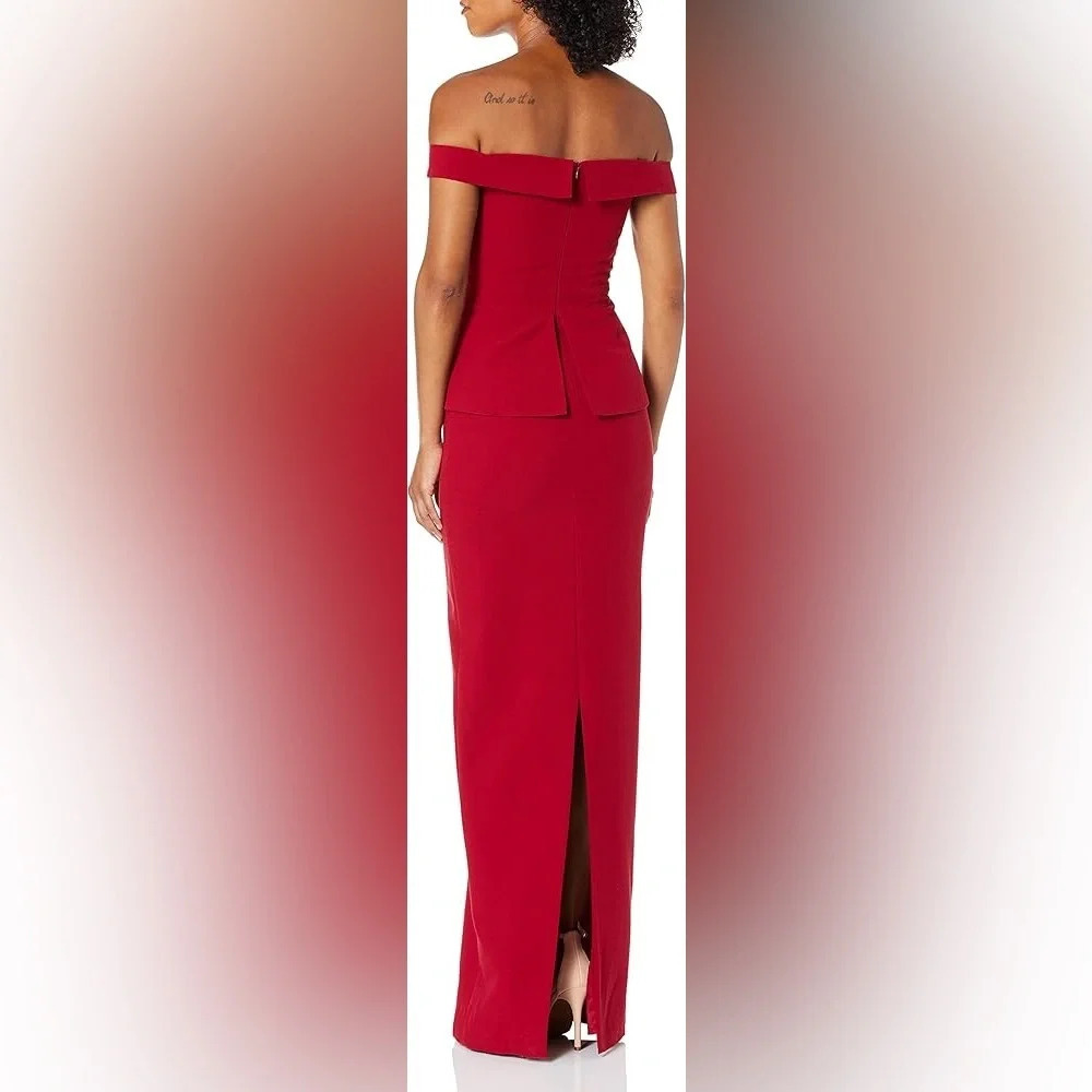Black Halo Eve- La Reina Gown red dress - off shoulder- size 0 - RTR - Picture 2 of 10